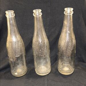 Vintage 1940s Clear Glass PepsiCola Bottles Set of 3
